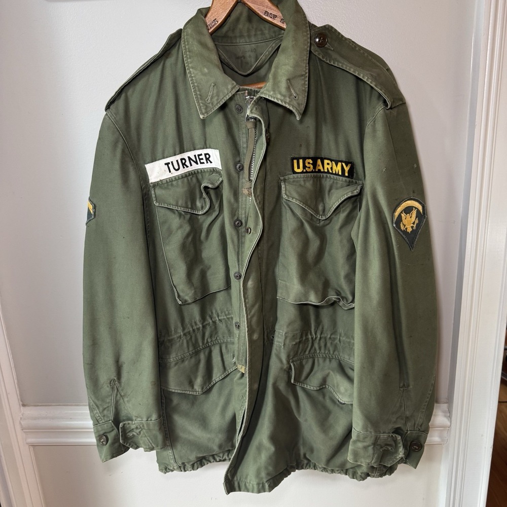 Vietnam Era US Army M65‎ Field Jacket Sz 40 w/ USAREUR Patch & Name Turner